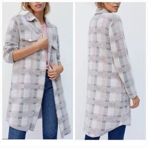 Anthropologie Pilcro sz M women  Eliza Fuzzy Pink Eyelash long Jacket Cardigan